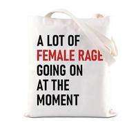 BAUNA Funny Feminist Tote Bag Women Rights Gift Anti Patriarchy Gift Equality Gift A Lot Of Female Rage Going On At The Moment Gift (Female Rage Tote)