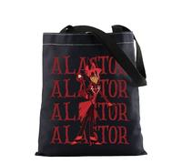 BAUNA Hazbin Cartoon Merch Inspired Tote Bag Alastor Character Canvas Bag Anime Gift Alastor Demon Gift Dark Animation Lovers Gift (Alastor Tote)