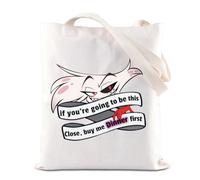 BAUNA Hazbin Cartoon Movie Inspired Tote Bag Angel Dust Fans Canvas Bag Demon Hotel Gift Angel Dust Character Gift Anime Lover Gift (Dinner First Tote)