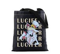 BAUNA Hazbin Movie Merchandise Tote Bag Lucifer Lover Canvas Bag Lucifer Morningstar Fans Gift Anime Demon Gift Hotel Character Gift (Lucifer Tote)