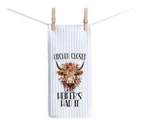 BAUNA Highland Cow Kitchen Towel Scottish Highland Cow Dishes Towel Scotland Kitchen Decor Housewarming Gift (Heifer Towel)