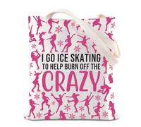 BAUNA Ice Skating Lover Tote Bag Ice Dancer Gift Figure Skate Gift I Go Ice Skating To Help Burn Off The Crazy Canvas Bag For Skater (Crazy Tote)