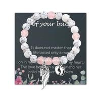 BAUNA Miscarriage Gift Loss Of Lover One Jewelry Guardian Angel Wings Footprints Theme Bracelet Sympathy Gift Mourning Gift, S, Stone