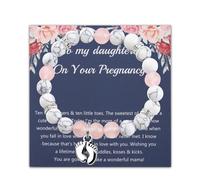 BAUNA Mommy To Be Gifts For 1st Time Mom Pregnant Daughter Gifts From Mom New Mom Necklace Maternity Gift footprint bracelet, S, Stone