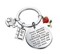 BAUNA Movie Keychain Fairytale Jewelry Rose Charm Keychain Inspirational Gifts Always Remember You’re Braver Than You Believe Keychain (remember key)