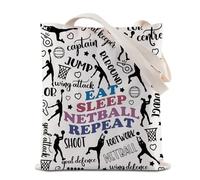 BAUNA Netball Lover Tote Bag Gift Eat Sleep Netball Repeat Reusable Grocery Shopping Bag Netball Coach Appreciation Gift (Netball Tote)