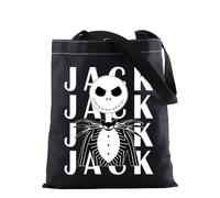 BAUNA Nightmare Movie Merchandise Inspired Tote Bag Jack Character Canvas Bag Jack Sally Fans Gift Spooky Season Gift Gothic Skeleton Gift (Jack Tote)
