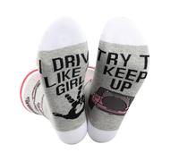 BAUNA Off Road Crew Sock I Drive Like A Gil Try To Keep Up Novelty Sock 4x4 Offroad Trucks 4WD Gift 4x4 Life Gift (UK, Alpha, One Size, Regular, Regular, Drive Sock 1)