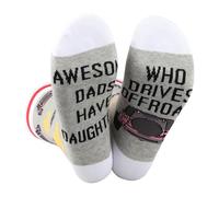 BAUNA Off-Road Crew Sock Offroading Gift Awesome Dads Have Daughters Who Drive Offroad Novelty Sock Car Lover Gift (UK, Alpha, One Size, Regular, Regular, Offroad Dad Sock)