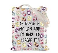 BAUNA Operating Room Nurse Appreciation Gift Or Nurse Is My Jam Reusable Grocery Shopping Bag Surgical Nurse Shoulder Bag (Spread It Tote)