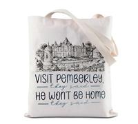 BAUNA Pemberley Tote Bag Literary Inspired Reusable Grocery Shopping Bag Book Lover Gift Bookworm Shoulder Bag (Pemberley Tote)