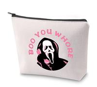BAUNA Scream Ghost Cosmetic Bag Boo You Whore Zipper Pouch Horror Movie Lover Makeup Bag Gift Halloween Party Gift (Boo You Whore)