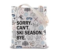BAUNA Skiing Tote Bag Ski Lover Gift Sorry Can't Ski Season Bye Reusable Grocery Shopping Bag Winter Vacation Ski Trip Gift (Ski Season Tote)