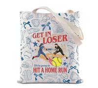 BAUNA Softball Player Tote Bag Funny Get In Loser We’re Going To Hit A Home Run Canvas Bag Sports Game Day Gift(HomeRunTS-UK)