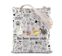 BAUNA The Boo Goose Club Tote Bag Halloween Spooky Gift Skull Ghost Merch Pumpkin Skeleton Goose Lover Handbag(BooGooseTS-UK)