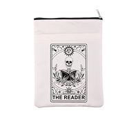 BAUNA The Reader Book Sleeve Tarot Card Reader Inspired Book Cover Bookish Gift Book Lovers Gift Reading Gift Gothic Romance Gift Skeleton Zipper Pouch (Reader BM)