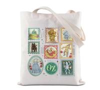 BAUNA Wizard Post Stamps Tote Bag Off To See Wizard Reusable Grocery Shopping Bag Wizard Movie Handbag (OZ Stamp Tote)