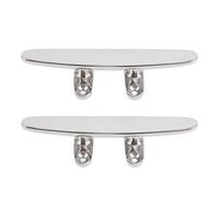 BauphryX 2Pcs 6 Inch Boat Cleat, 316 Stainless Steel Heavy Duty Marine Dock Cleat, Polished Flat Rope Cleat for Yacht Speedboat Cargo Ship with Easy Installation