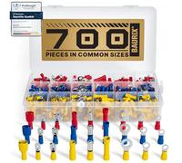 BAURIX® Cable Connectors Set 700 Pieces - Electrical Cable Connectors Various Sizes for Cable Cross Sections [0.50-6mm²] - Assorted Terminals, Flat Receptacles, Ring Cable Lugs, Round Plugs
