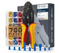 BAURIX® Cable Lug Crimping Tool + 700 Lugs - 0.5-6 mm² | Model HEKTOR. Ergonomic ratchet with adjustable force for battery, automotive & electrical connectors.