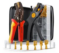 BAURIX® Crimping Pliers incl. 300 Pieces Flat Ferrule Set and Wire Stripper, Flat Ferrule Pliers for 0.50-2.50 mm² connectors, Crimping Tool