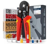 BAURIX® Ferrule Crimping Tool + 1800 Ferrules - 0.25-10 mm² | Model PERSEUS. Self-adjusting square-profile crimper for bootlace sleeves, with force regulator. Pro & DIY.