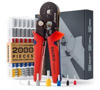 BAURIX® Ferrule Crimping Tool + 2000 Ferrules - Hex 0.25-6 mm² | Model THESEUS. Self-adjusting six-sided crimper for insulated & bare wire end sleeves. Electrician-grade, DIY.