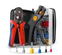 BAURIX® Hexagonal Crimping Tool with 2000 Wire Ferrules and Wire Stripper - Self-Adjusting Ferrule Crimper 0.25-6 mm² - Hex Crimping Pliers - Crimp Tool - Wire End Sleeves - Cable Stripper