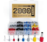BAURIX® Wire Ferrules Assortment 2000pcs - Insulated Wire End Sleeves Kit [0.5-10 mm²] - Crimp Ferrules Set - Cable End Terminals According to DIN Standards - Crimping Pins for Electrical Wiring