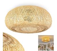 Bauro Ceiling lamp, Modern Metal/Bamboo Ceiling lamp in Gold/Nature, Boho Design lamp with Light Effect, ø50 cm, 2-Flame, 2 x E27, Bulbs not Included