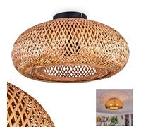 Bauro Ceiling Light, Modern Ceiling Light Made of Metal/Bamboo/Wood in Black/Nature, Ceiling Light in Boho Design with Great Lighting Effect on The Ceiling, Ø 40 cm, 3 Lights, 3 x E27, Without Bulb