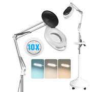 BAUSATZ 10X Magnifying Floor Lamp for Elderly, Myopia, 2400 Lumens LED, Base with 5 Wheels - Easy to Move