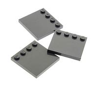 Bausteine gebraucht 3x LEGO 6179 Tile Modified with Studs 4x4 | Dark Bluish Gray