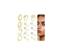 Bautidots 14pcs Nose Studs 20G 18G Nose Rings Stainless Steel Nose Hoop CZ L S Shaped Nose Piercing Nostril Piercing Jewelry for Women Men Silver Gold, stainless-steel, cubic-zirconia