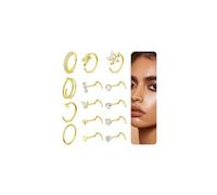Bautidots 14pcs Nose Studs 20G 18G Nose Rings Stainless Steel Nose Hoop CZ L S Shaped Nose Piercing Nostril Piercing Jewelry for Women Men Silver Gold, stainless-steel, cubic-zirconia