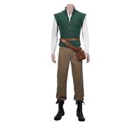Bauxhie Adult Flynn Rider Costume, Men's Prince Vest, Shirt, Trousers, Halloween Cosplay Outfits (Green, M)
