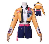 Bauxhie Anime Demon Hunters Costume Women's Rumi Cosplay Jacket Shorts Tops with Accessories Full Set for Halloween (Yellow, 3XL)