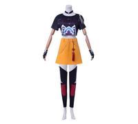 Bauxhie Demon Hunters Cosplay Mira Costume Women's Tops Skirt Necklace Socks Gloves Uniform Suit for Halloween (Yellow, XS)