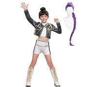 Bauxhie Demon Hunters Costume Rumi Cosplay Jacket Shorts Suit Zoey Outfits Mira Stage Uniform Suit for Halloween (Black + Wig, M)