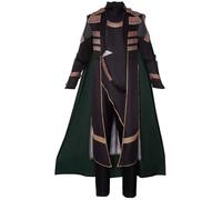 Bauxhie Loki Costume Deluxe Combat Uniform with Accessories, Halloween Cosplay Outfits for Adults Men (Black, L)