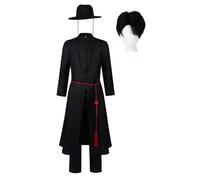 Bauxhie Men's Demon Hunters Saja Boys Costume Sajaboy Jinu Cosplay Coat Shirt Pant Hat Full Set for Halloween (Black 2 + Wig, M)