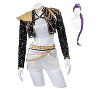 Bauxhie Women's Demon Hunter Costume Rumi Mira Zoey Cosplay Idol Stage Performance Suit for Halloween (Rumi + Wig, M)