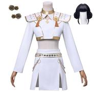 Bauxhie Women's Demon Hunters Costume Mira/Zoey/Rumi Cosplay Full Set Stage Performance Uniform for Halloween (Zoey + Wig, XS)