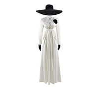 Bauxhie Women's Lady Alcina Dimitrescu Costume Vampire Lady Dimitrescu Cosplay Dress with Hat Accessories Halloween Suit (White, XXL)