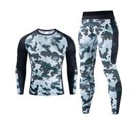 Bauzuoyo Bicycle Suit Men's Camouflage Print Compression Set Long Sleeve Compression Shirt Leggings Gym Sports Fitness Suit Elastic Quick-Drying Tracksuit for Cycling Hiking, camouflage, M