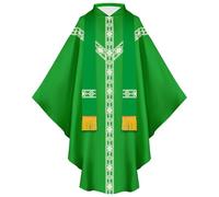 Bauzuoyo Clergy Priest Robe for Men Catholic Coats Church Father Sleeveless Mass Clothing with Stole Cosplay Catholic Costume Priest Robe Christening Communion Wedding Worship Service, Green, One Size