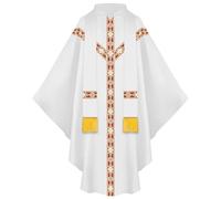 Bauzuoyo Clergy Priest Robe for Men Catholic Coats Church Father Sleeveless Mass Clothing with Stole Cosplay Catholic Costume Priest Robe Christening Communion Wedding Worship Service, White, One Size