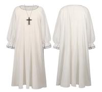 Bauzuoyo Gothic Dress Halloween Priest Costume for Men Women Medieval Robe Cosplay Outfit Role Play Costume for Christmas Party, Christening, Ritual, Church, Muslim Gown