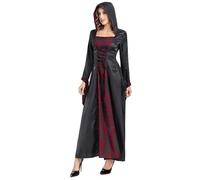 Bauzuoyo Gothic Halloween Dress Women's Witch Costume Renaissance with Hood Vampire Dresses Cosplay Vampire Queen Costume Carnival Fancy Dress Maxi Dress Medieval Theme Party