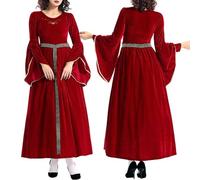 Bauzuoyo Halloween Costume Women's Medieval Princess Dress Renaissance Bell Sleeves Ball Dress Middle East Queen Dress Gothic Maxi Dress Cosplay Carnival Party Dress